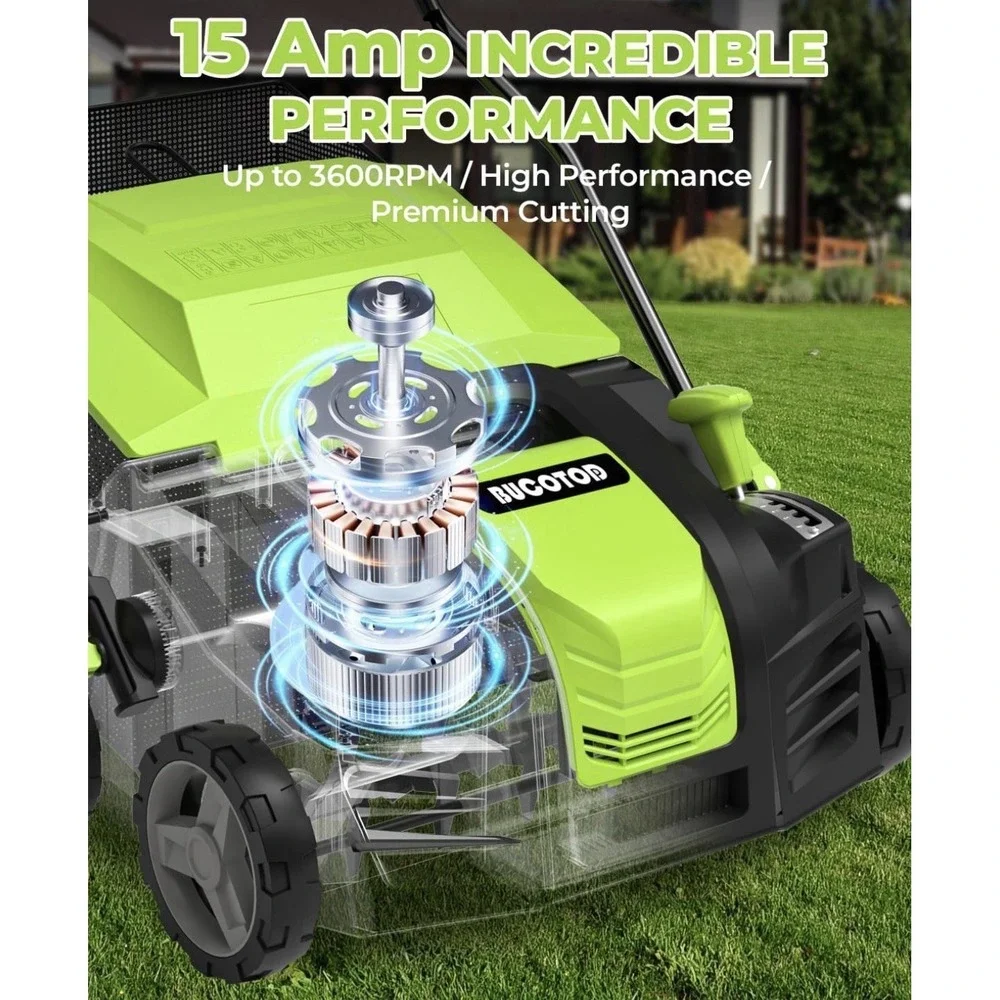 2-In-1 Dethatcher & 16-Inch Scarifier Electric Corded, 15 Amp Bucotod